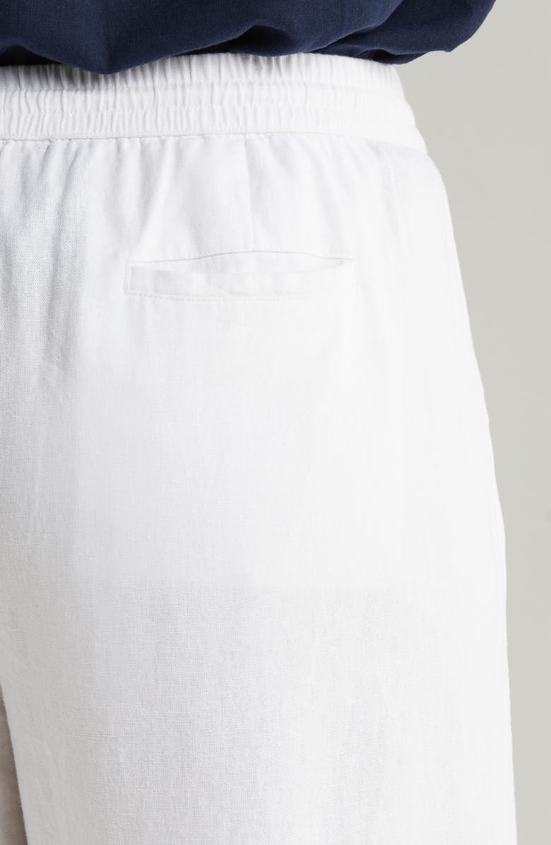 Caslon<sup>®</sup> Tie Waist Wide Leg Crop Linen Blend Pants, Alternate, color, White