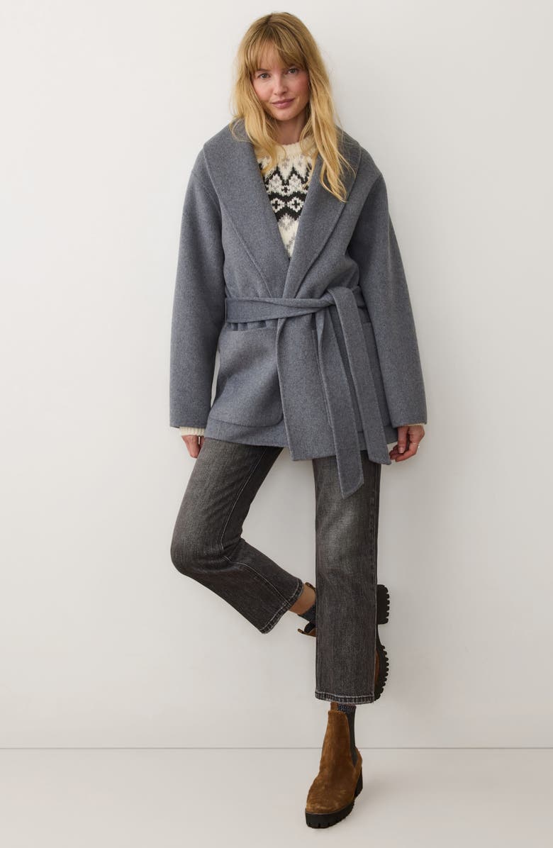 Marine Layer Colette Belted Wool Blend Jacket, Alternate, color, Medium Grey Heather
