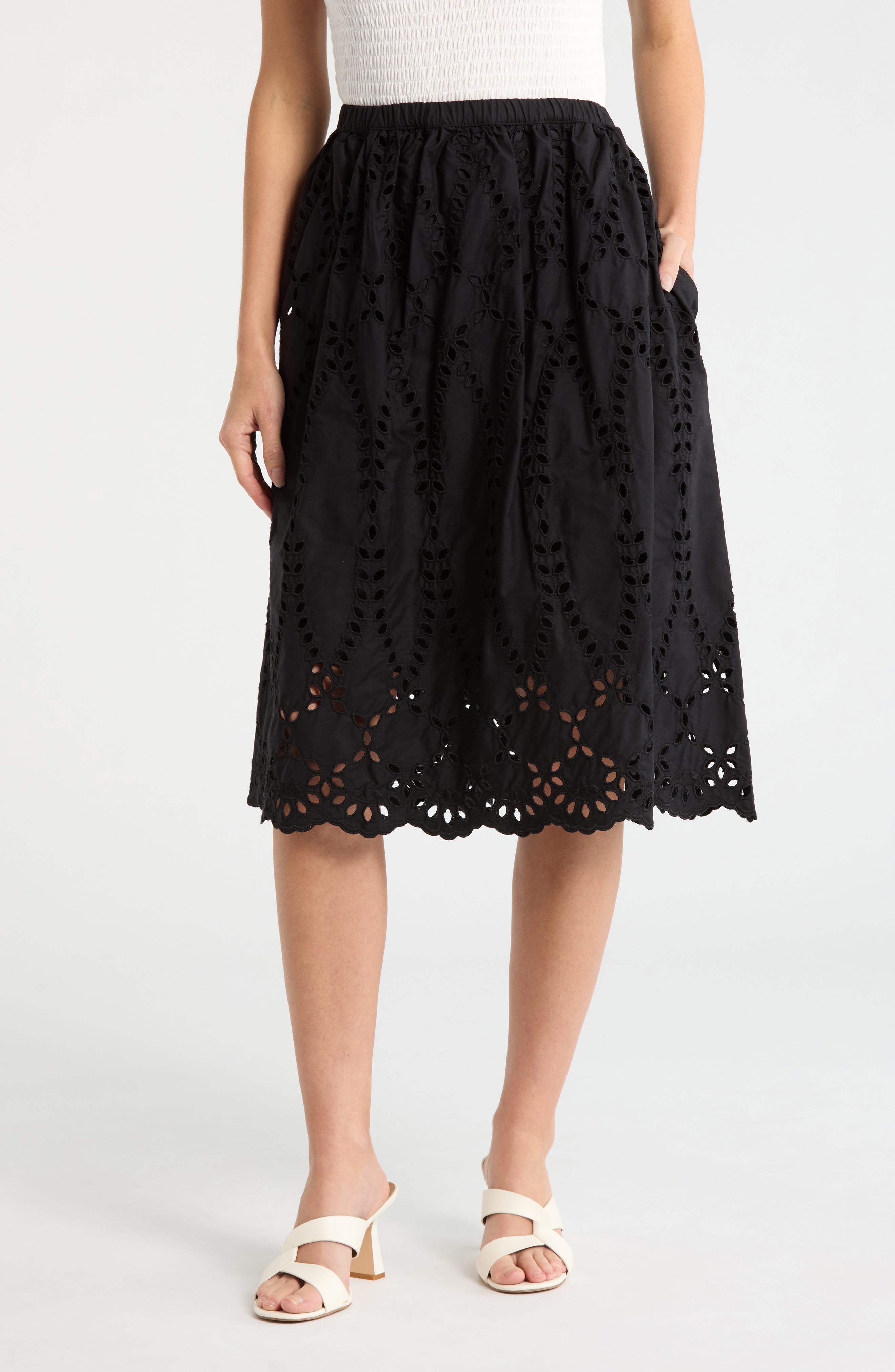 Frank & Eileen Gracie Cotton Eyelet Midi Skirt