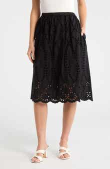 Frank & Eileen Gracie Cotton Eyelet Midi Skirt