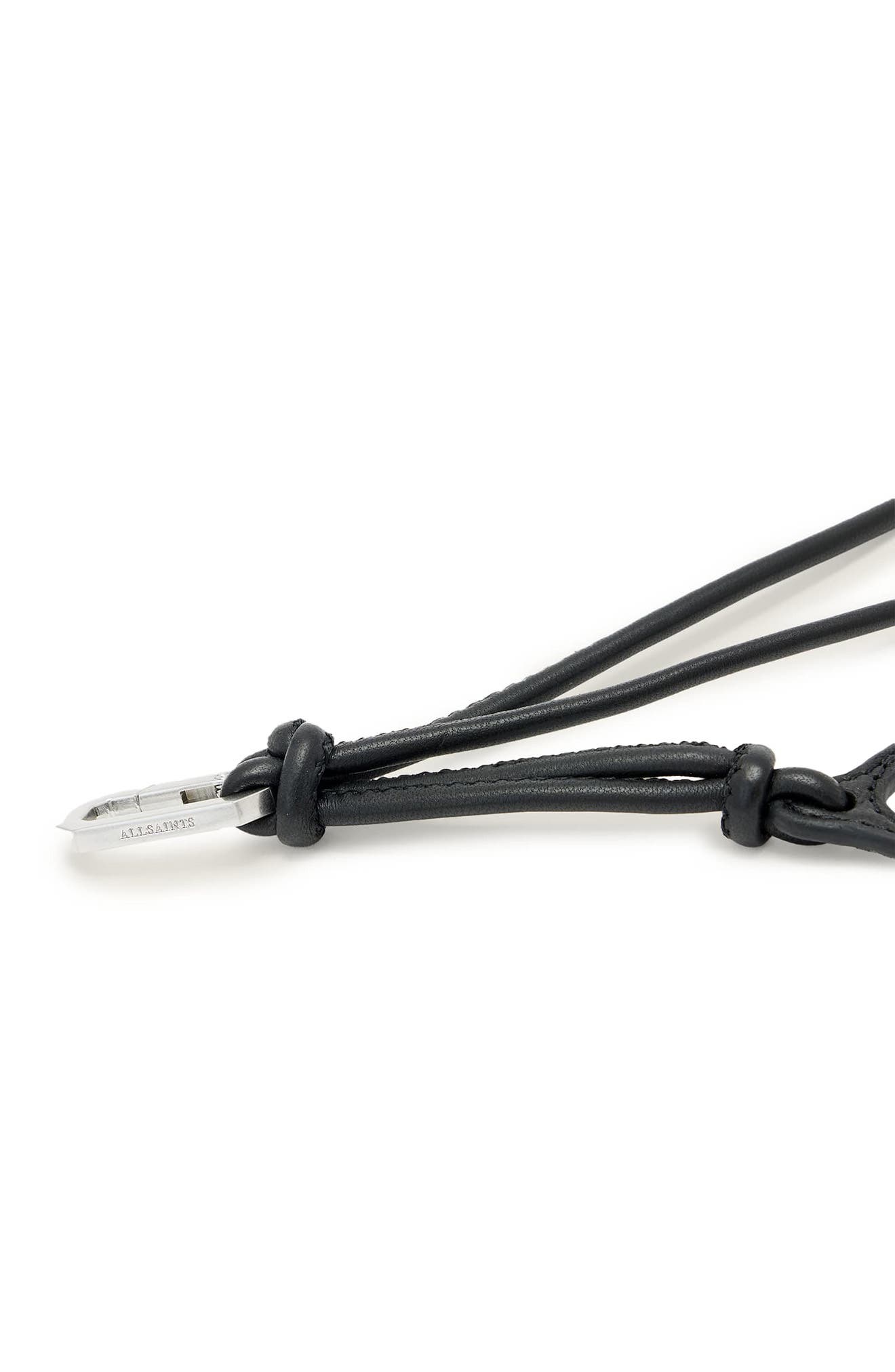 Leather Wisbone Key Ring, Alternate, color, BLACK