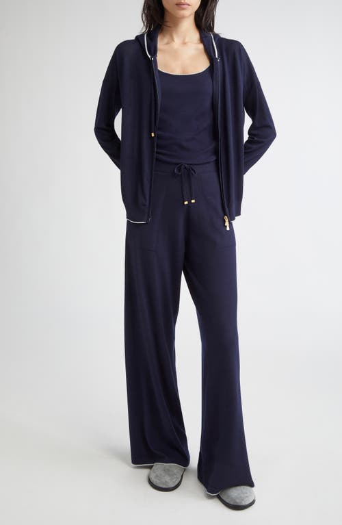 Eleventy Merino Wool Wide Leg Pants In Blue