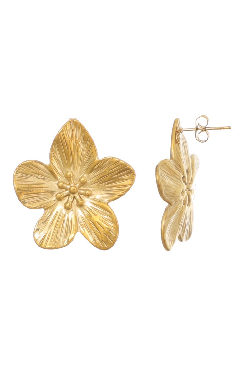 Flower Stud Earrings, Alternate, color, GOLD
