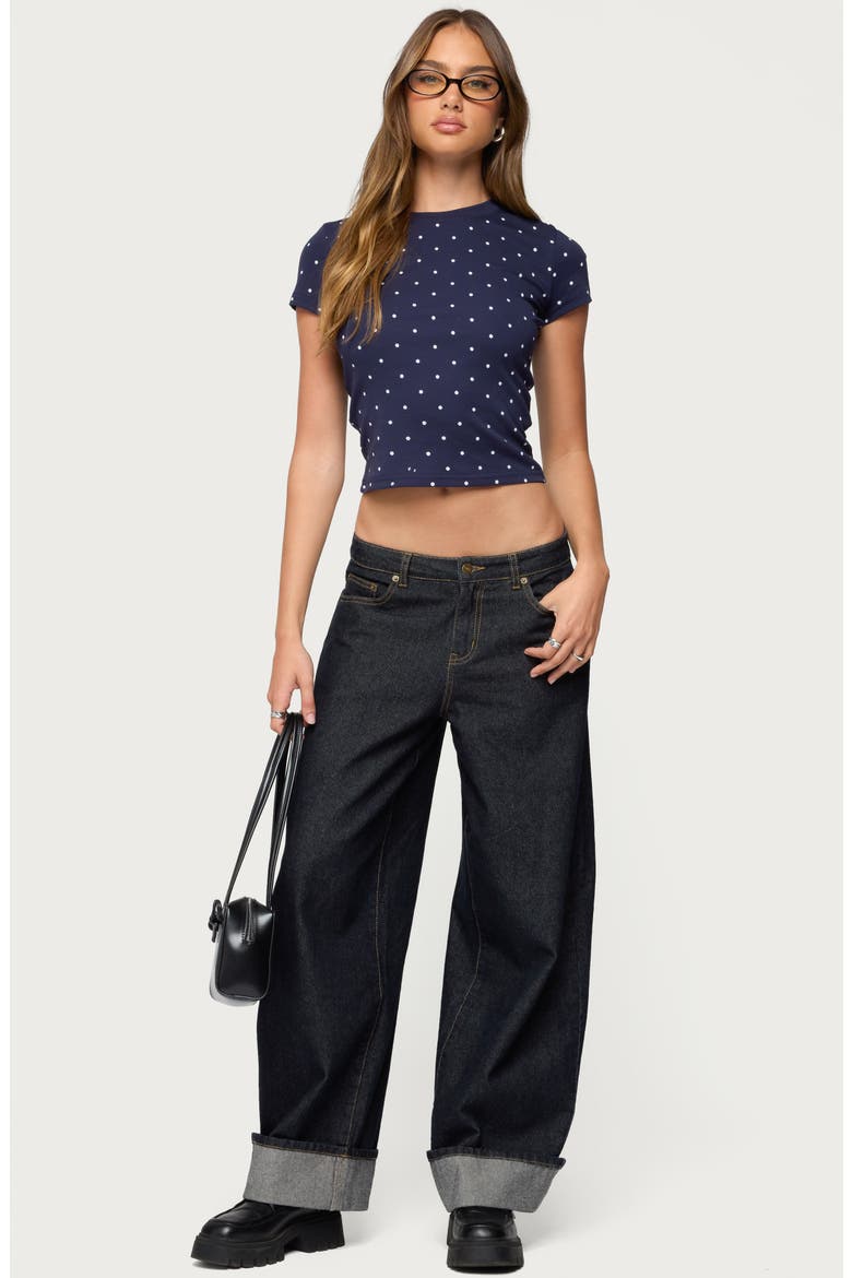 Lorenzo Polka Dot Crop T-Shirt, Alternate, color, NAVY