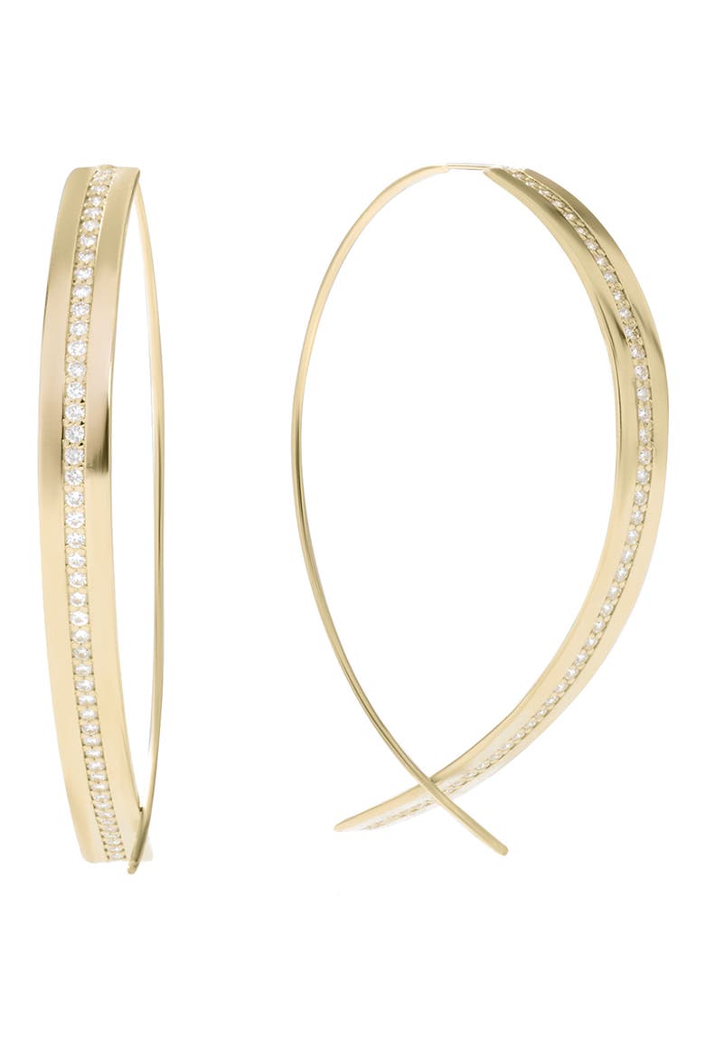 Vanity Upside Down Hoops, Main, color, YELLOW GOLD