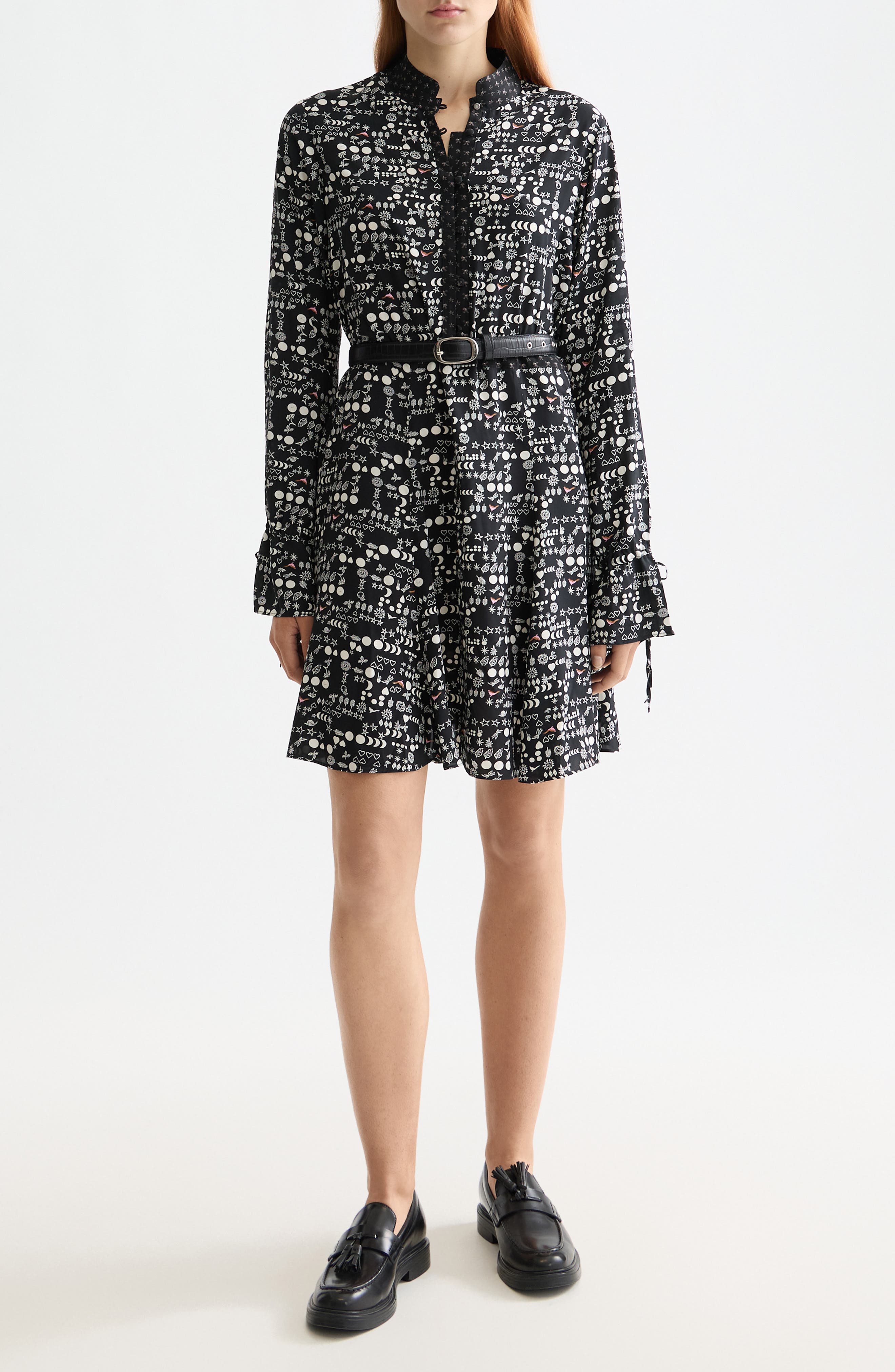 Long Sleeve Print Minidress