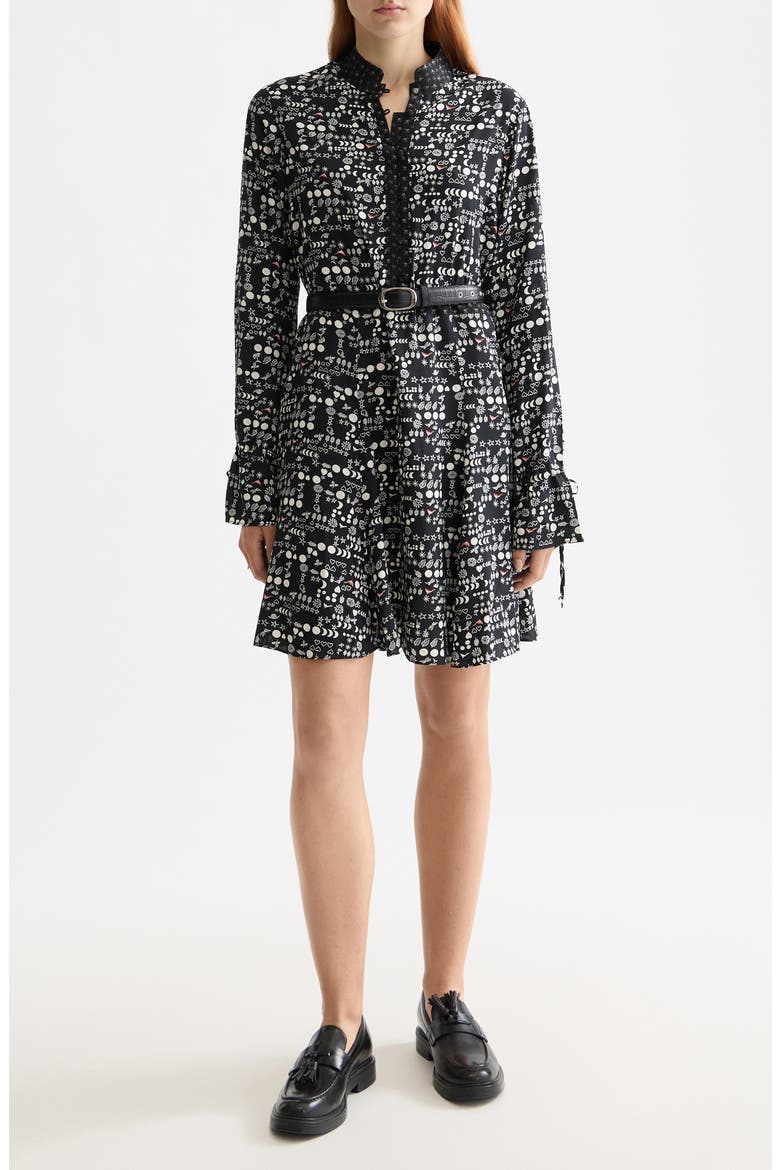 Long Sleeve Print Minidress, Main, color, MOON GARDENING