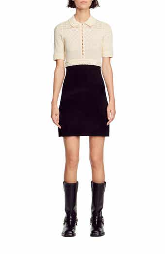 Solene Short Sleeve Sheer Pointelle Crop Sweater