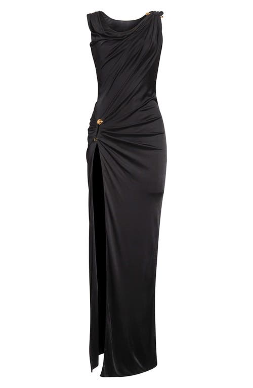 Versace Embellished Draped Stretch-jersey Gown