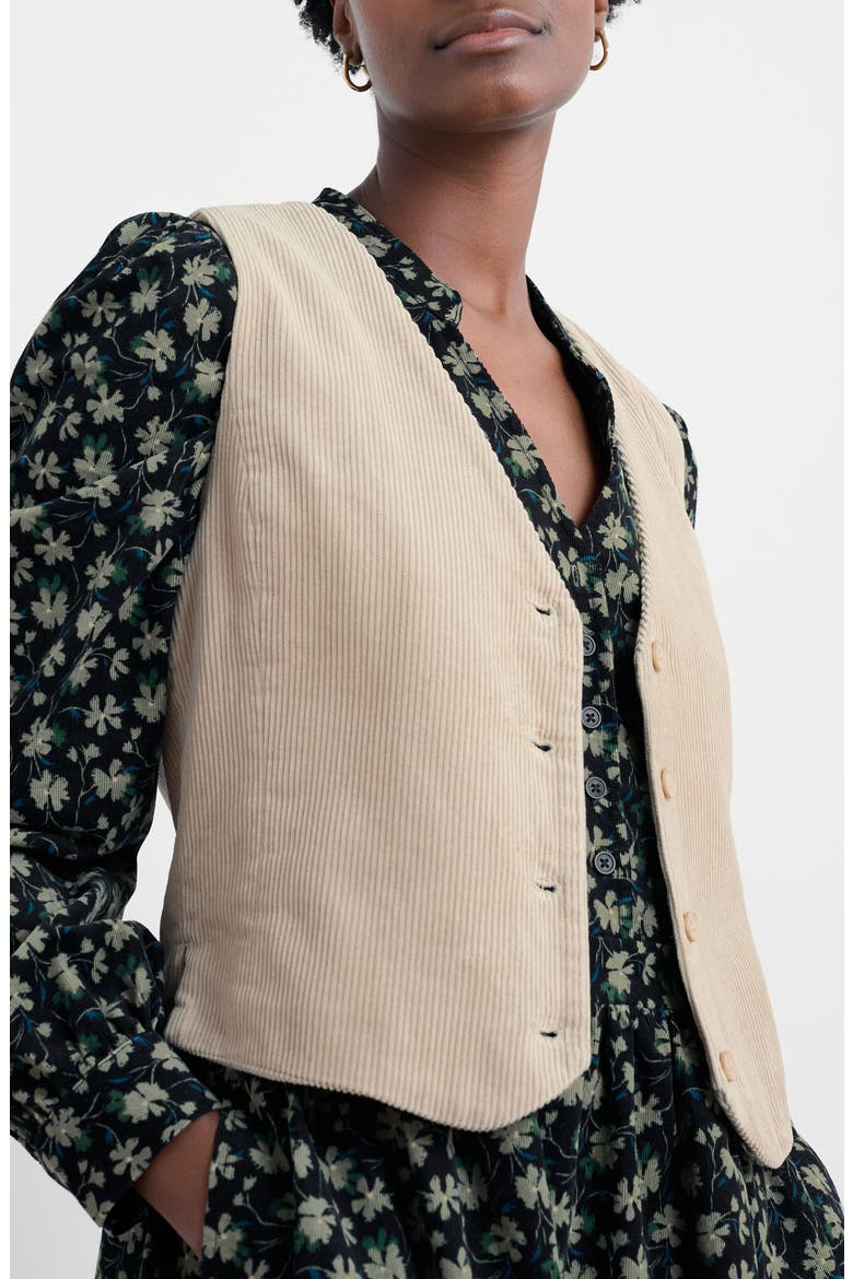 Pinpoint Organic Cotton Corduroy Vest, Main, color, BIRCH