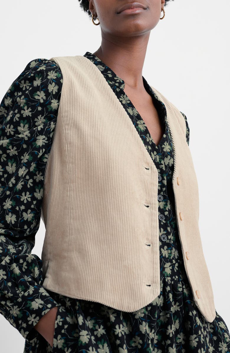 Seasalt Cornwall Pinpoint Organic Cotton Corduroy Vest, Main, color, Birch