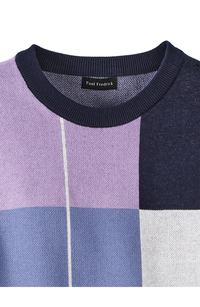 Paul Fredrick Cotton Crewneck Sweater Long Sleeve, Alternate, color, Navy/Purple