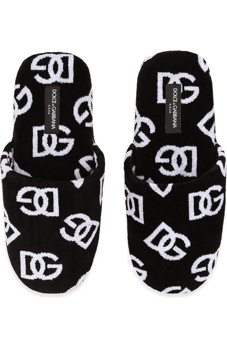 Dolce&Gabbana DG Allover Logo Jacquard Cotton Terry Cloth Scuff Slipper, Alternate, color,