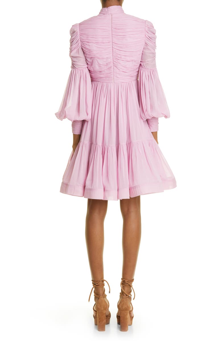 Zimmermann Celestial Ruched Tie Neck Chiffon Dress, Alternate, color, 