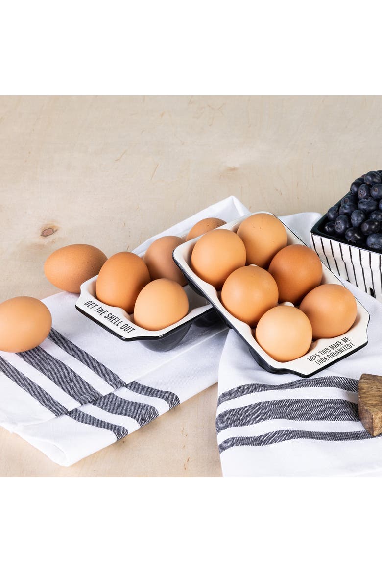 Egg Holders Set of 2 Ceramic White, Alternate, color, White