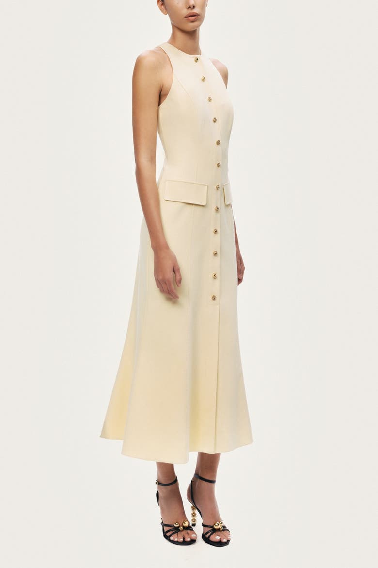 Sleeveless Button-Front Midi Dress, Alternate, color, Yellow