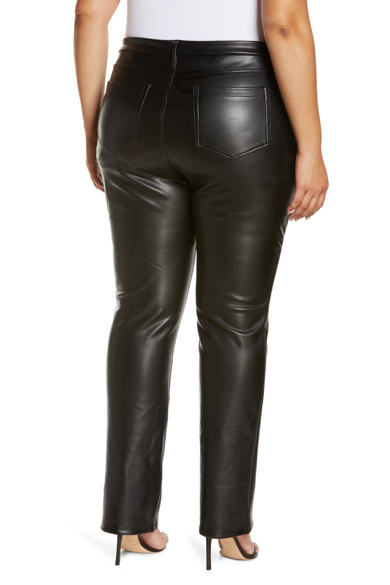 Sculpt Her Marilyn Faux Leather Straight Leg Pants, Alternate, color, BLACK