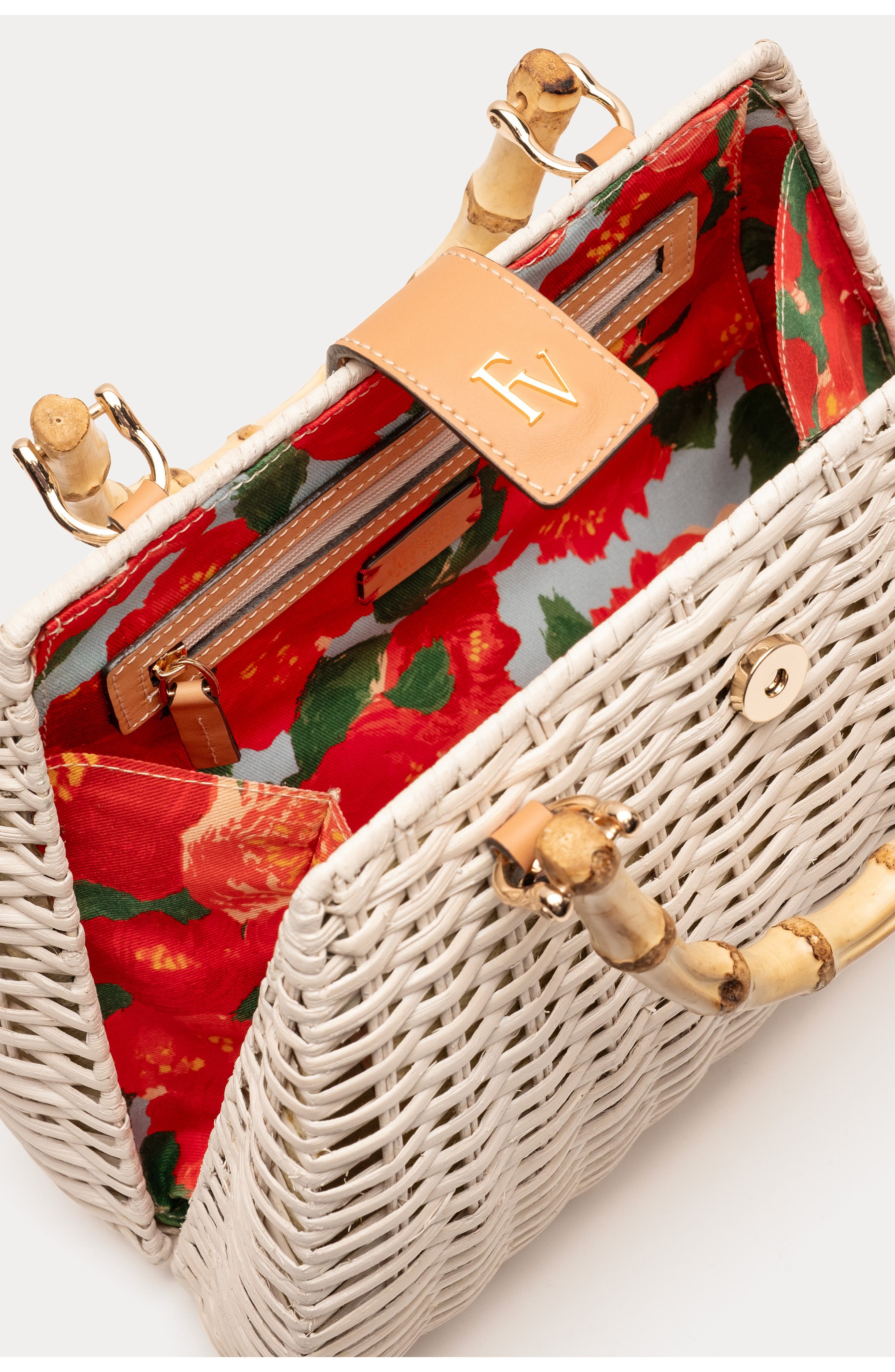Rooster Woven Wicker Top Handle Bag, Alternate, color, OFF WHITE