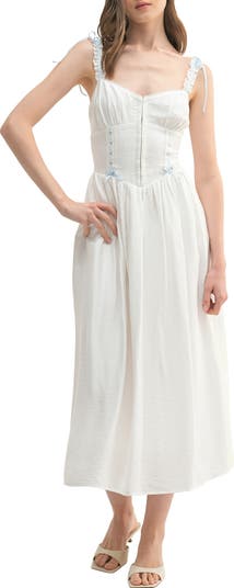 Lace Trim Corset Midi Dress