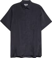 Yohji Yamamoto Big Short Sleeve Cupro Taffeta Button-Up Shirt