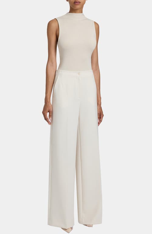 Santorelli Lily Soft Stretch Crepe Wide Leg Pant In Neutral