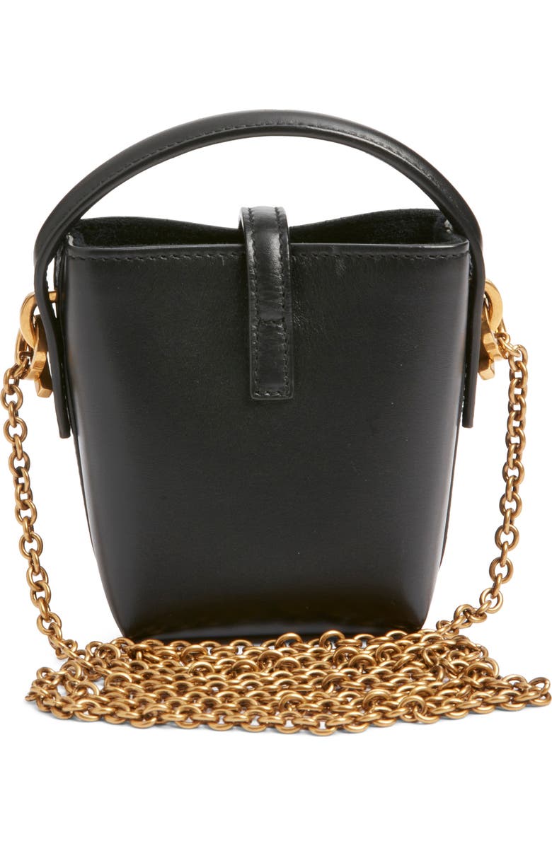 Saint Laurent Mini Cassandre Leather Bucket Bag, Alternate, color, Noir