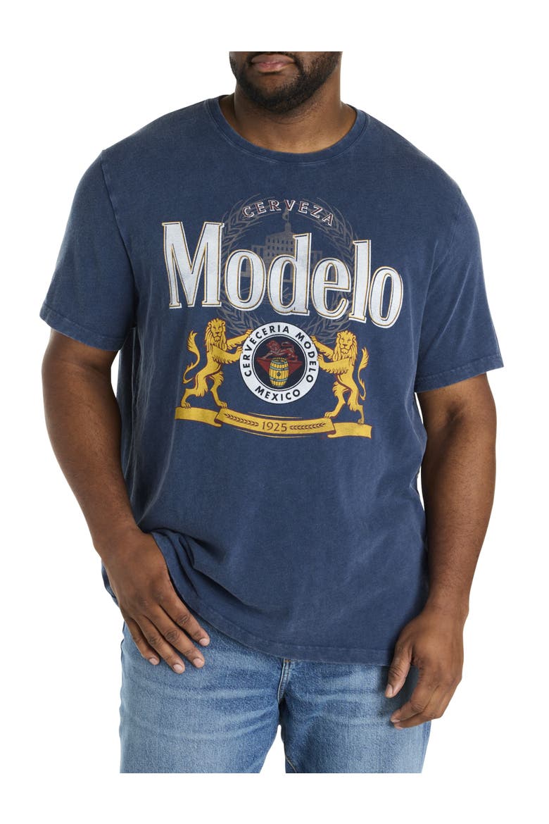 Big & Tall Modelo Logo Graphic Tee, Main, color, DRESS BLUES