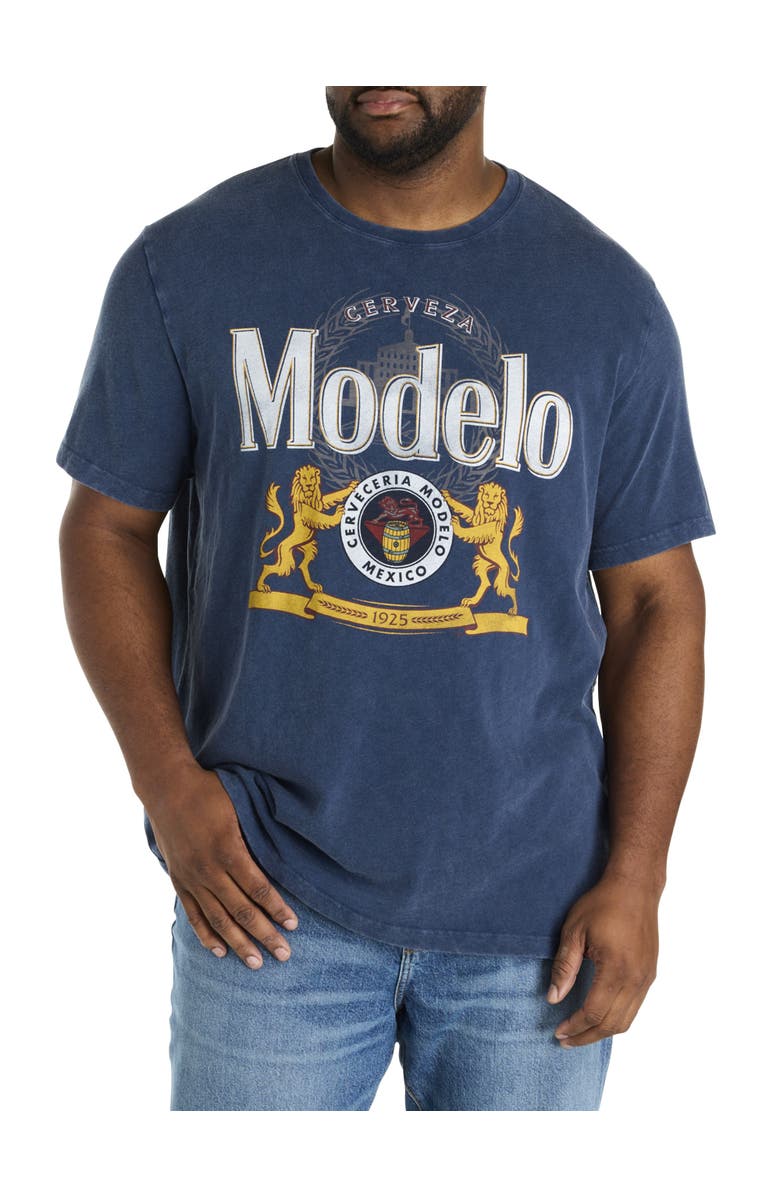 Lucky Brand Big & Tall Modelo Logo Graphic Tee, Main, color, Dress Blues