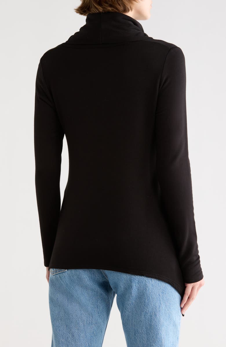 GO COUTURE Cowl Turtleneck Asymmetric Sweater, Alternate, color, Black
