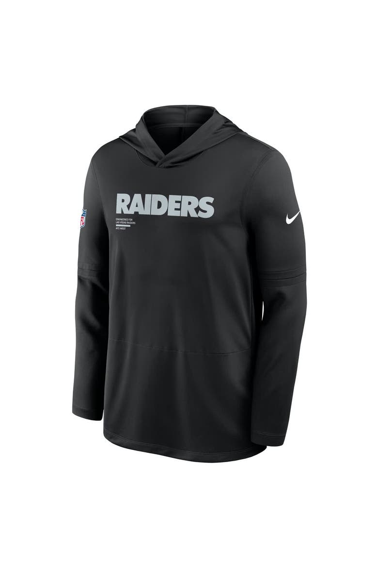 Men's Nike Black Las Vegas Raiders Sideline Pure Fury Performance Long Sleeve Hoodie T-Shirt, Alternate, color, Black