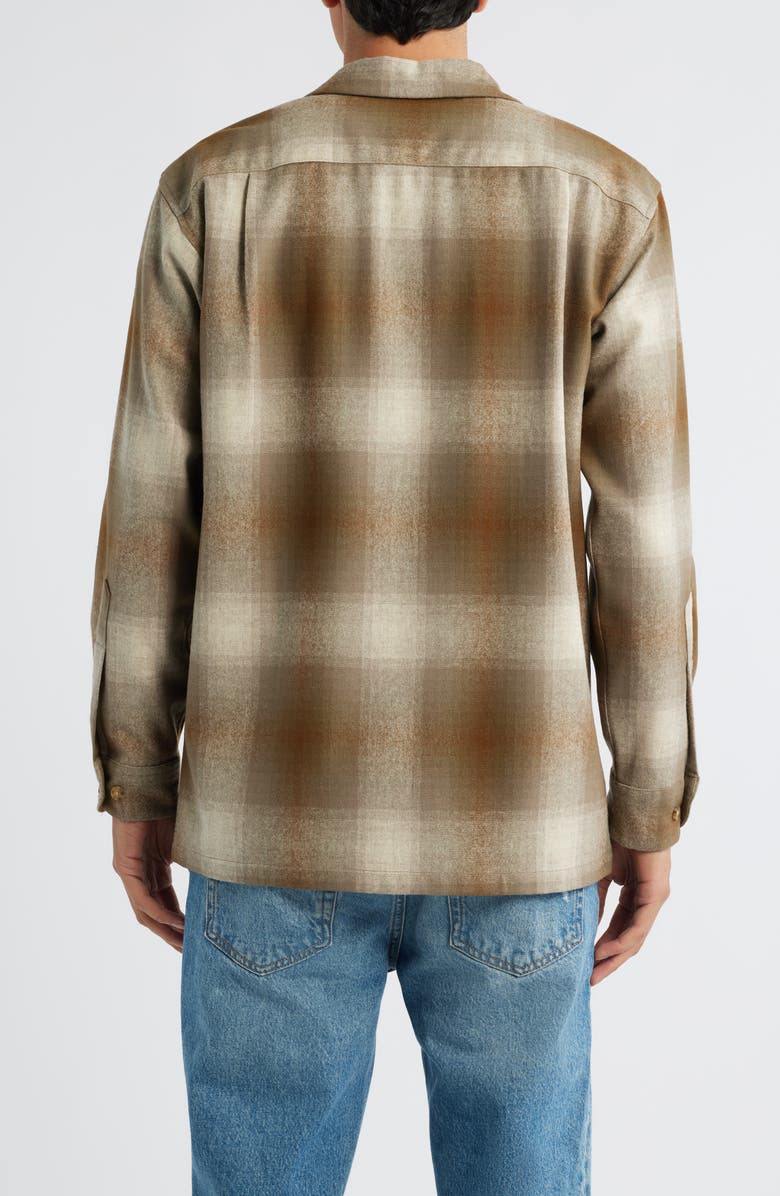 Pendleton Board Plaid Wool Flannel Button-Up Shirt, Alternate, color, Tan Mix/ Olive Ombre