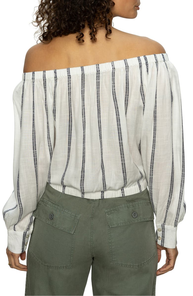Sanctuary Off the Shoulder Ballet Tie Long Sleeve Shirt, Alternate, color, 