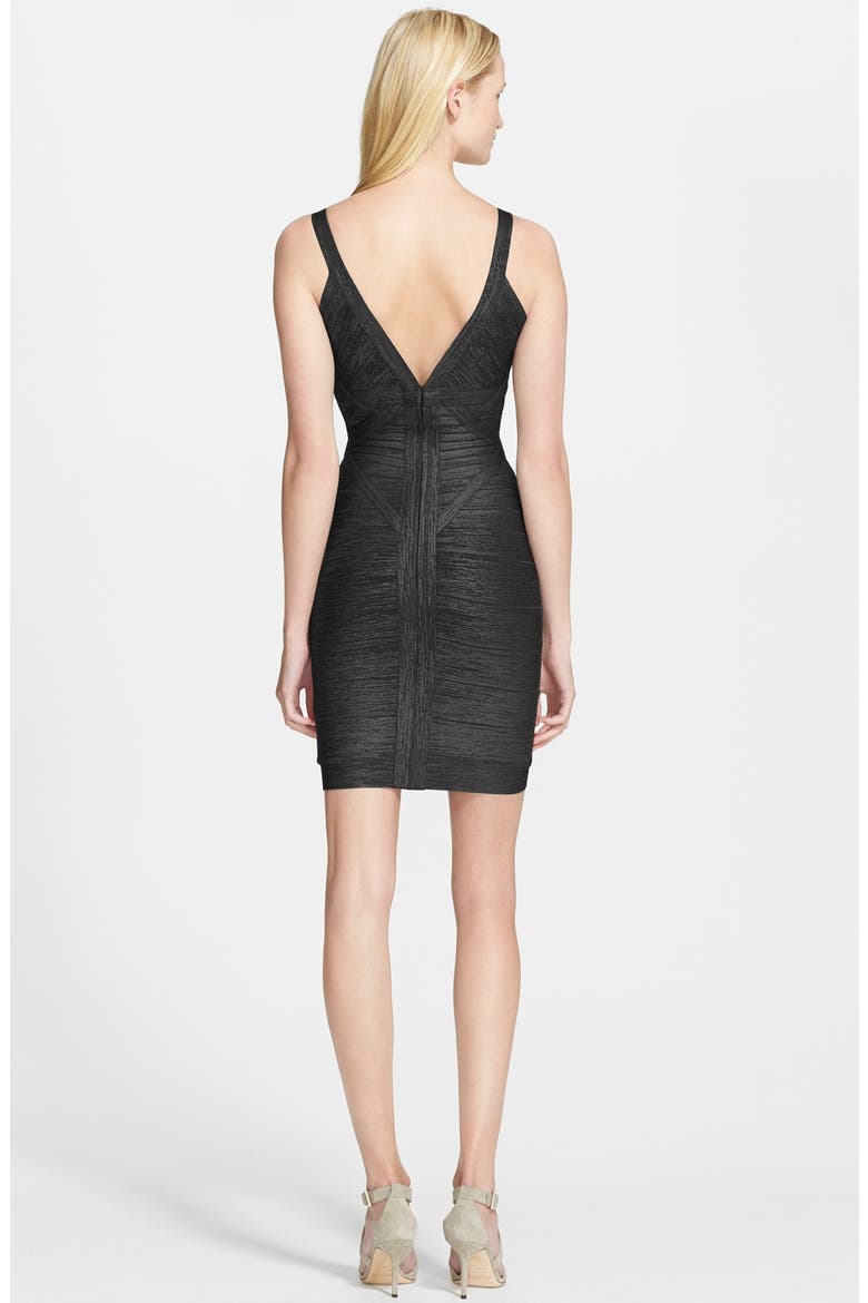 Deep V-Neck Foiled Bandage Dress, Alternate, color, BLACK/ COMB
