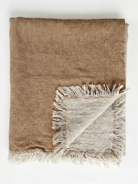 Reversible Linen Fringe Throw