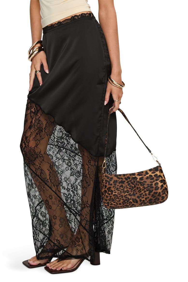 Castelli Lace Maxi Skirt, Alternate, color, BLACK