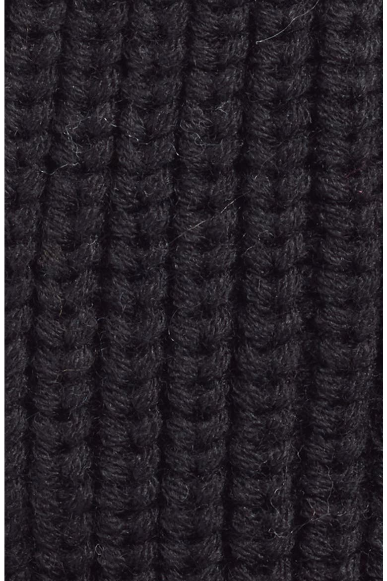 Chunky Stitch Beanie with Faux Fur Pom, Alternate, color, BLACK