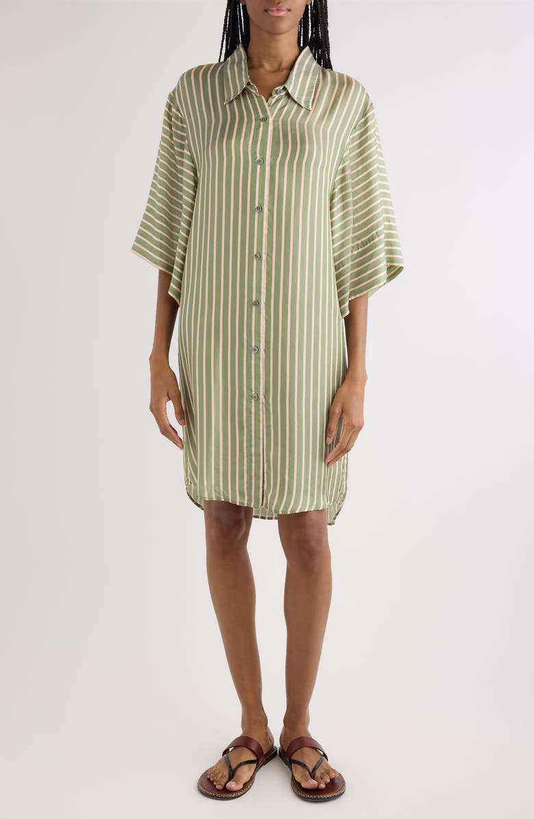Dries Van Noten Drea Stripe Satin Shirtdress, Main, color, 