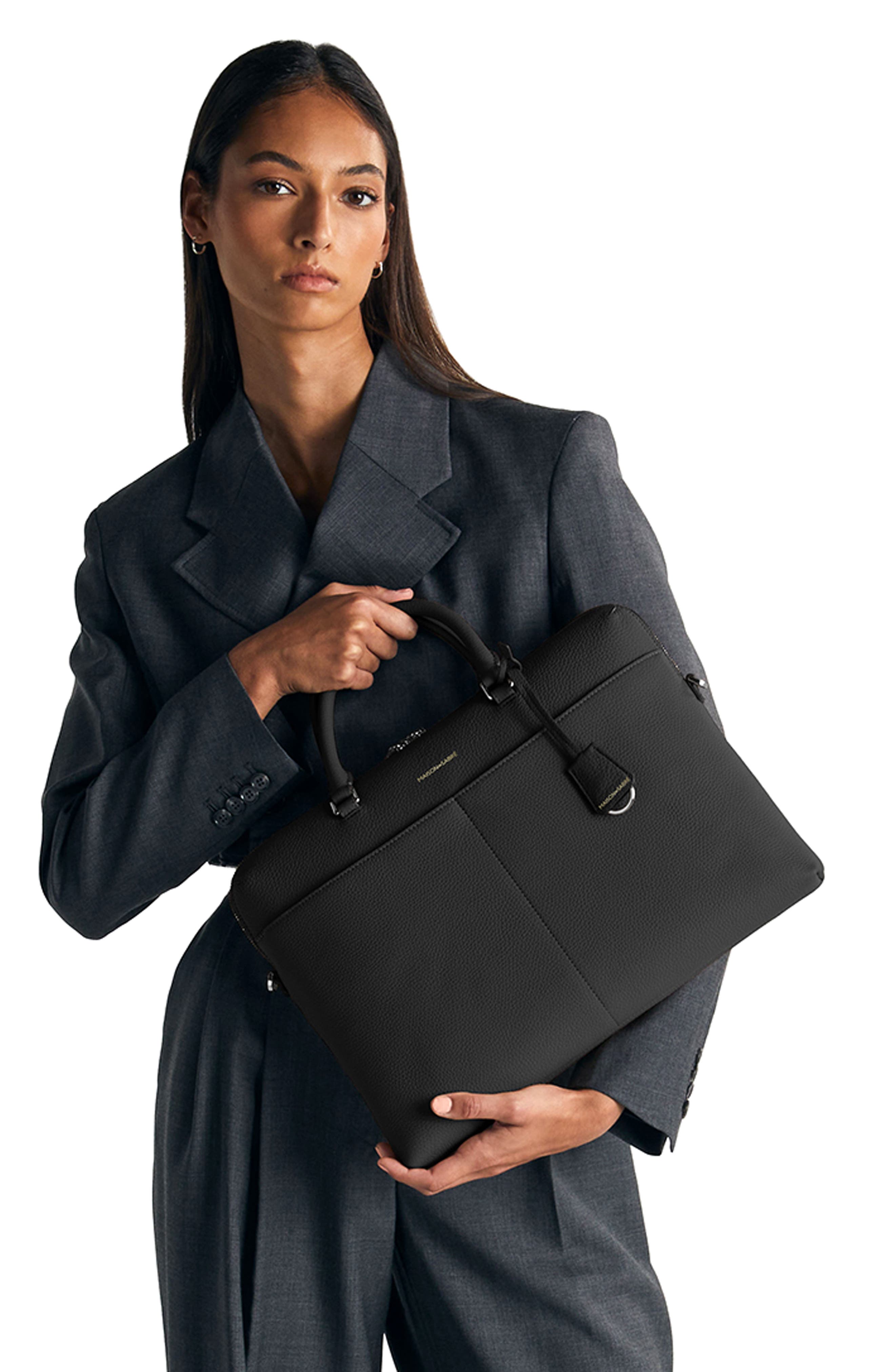 MAISON de SABRÉ Leather Laptop Bag, Alternate, color, Black Caviar