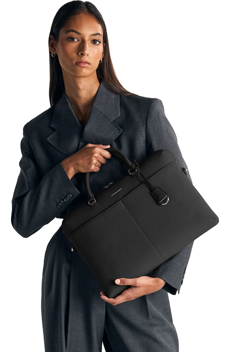 MAISON de SABRÉ Leather Laptop Bag, Alternate, color, Black Caviar