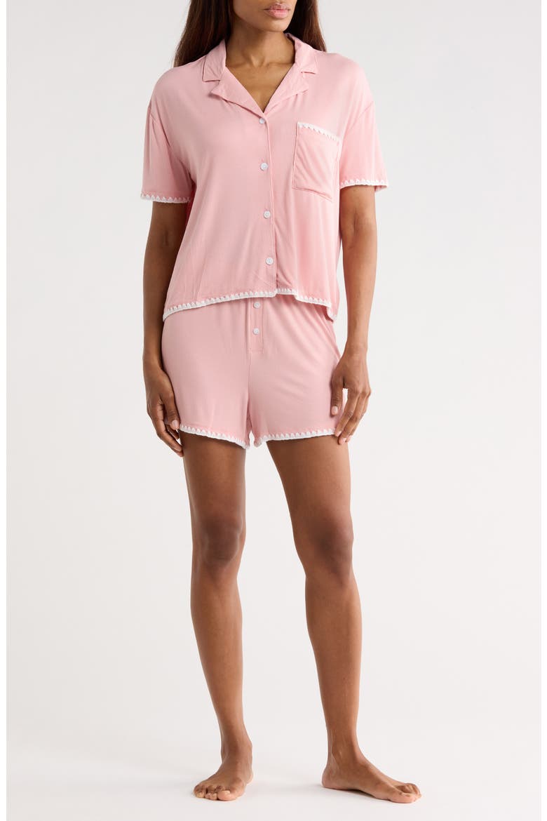 Rib Whipstitch Pajamas, Main, color, PINK