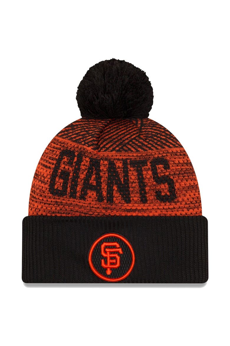 Men's New Era Black San Francisco Giants Authentic Collection Sport Cuffed Knit Hat with Pom, Main, color, Black