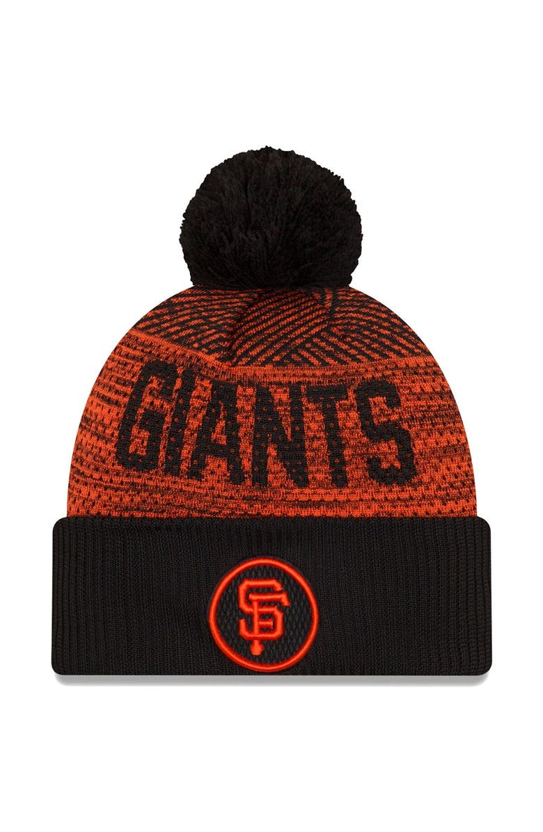 New Era Men's New Era Black San Francisco Giants Authentic Collection Sport Cuffed Knit Hat with Pom, Main, color, Black
