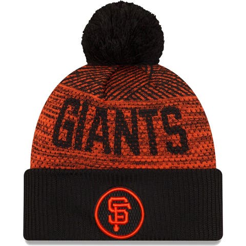 Men's New Era Black San Francisco Giants Authentic Collection Sport Cuffed Knit Hat with Pom