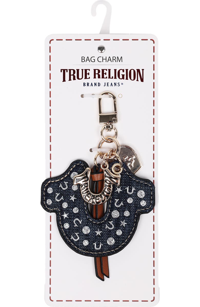 True Religion Denim Horseshoe Bag Charm, Alternate, color, Dark Denim