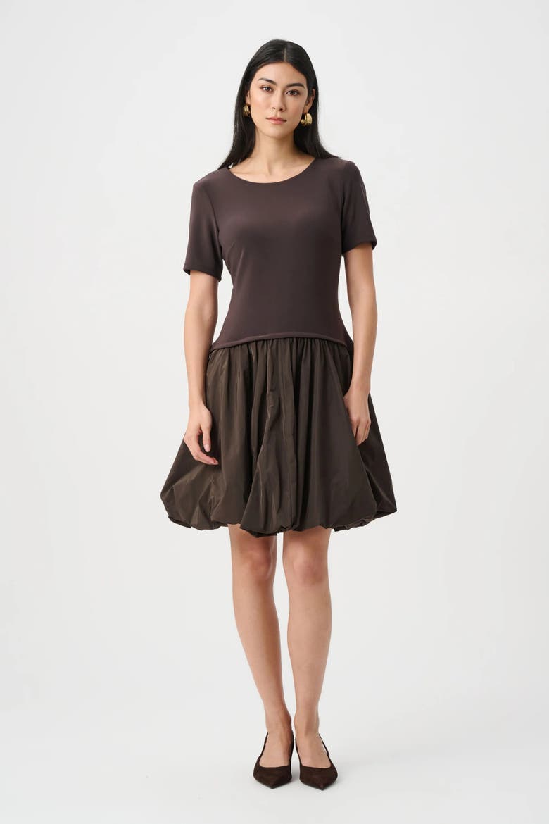 Silky Knit & Memory Fit And Flare Dress, Alternate, color, Mocha