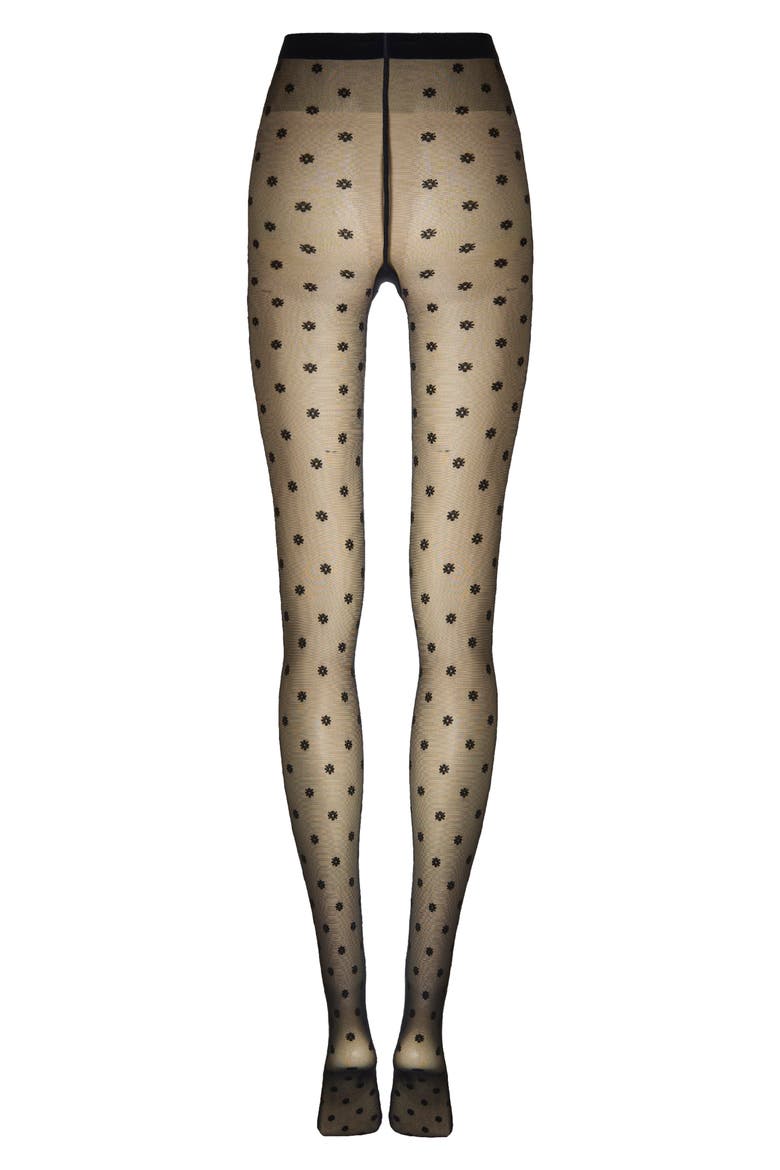 Daisy Sheer Tights, Alternate, color, BLACK/ BLACK