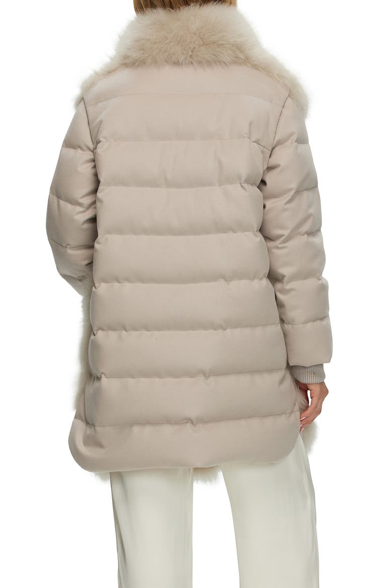 Genuine Shearling Diagonal Stroller with  Cashmere Back And Sleeves, Alternate, color, LIGHT BEIGE/LIGHT BEIGE