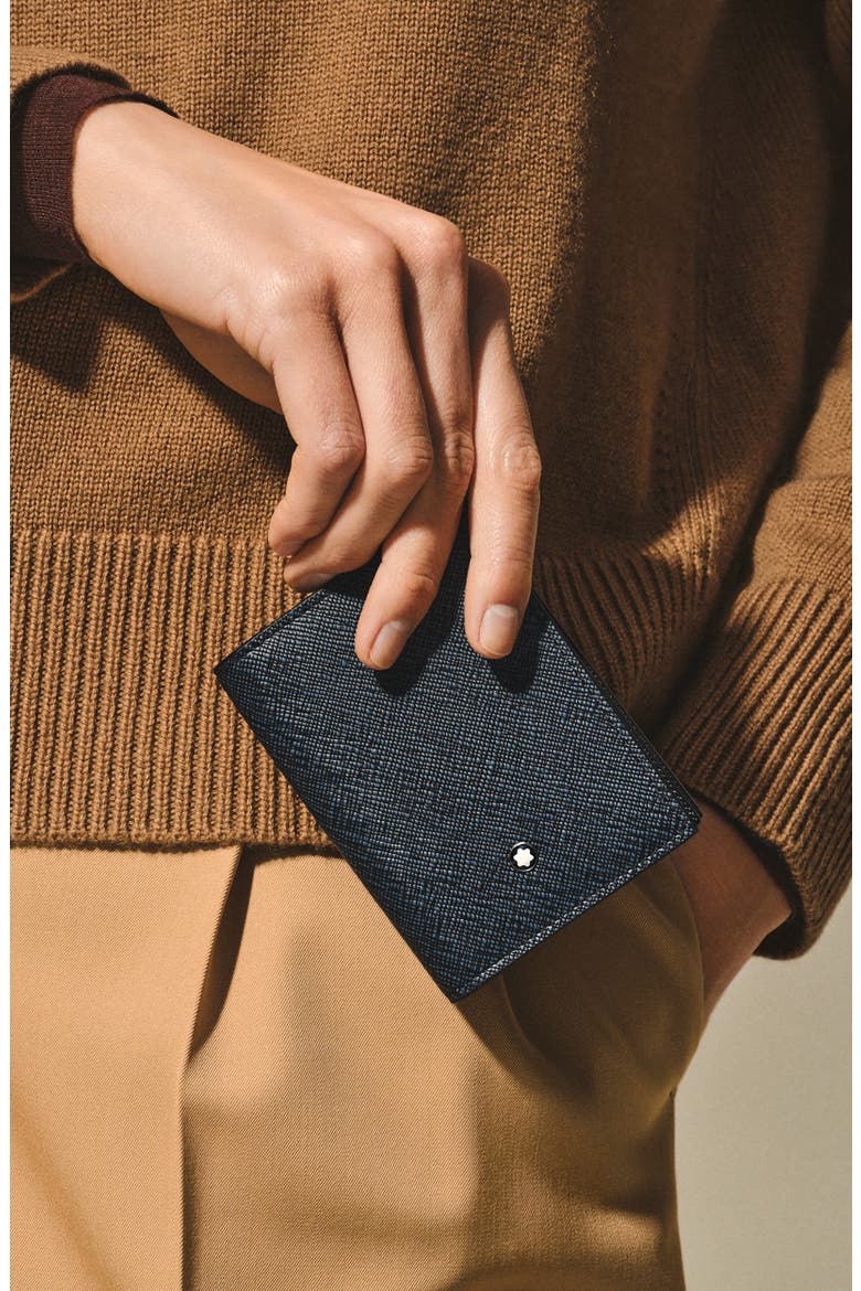 Sartorial Leather Bifold Card Holder, Alternate, color, TWEED BLUE