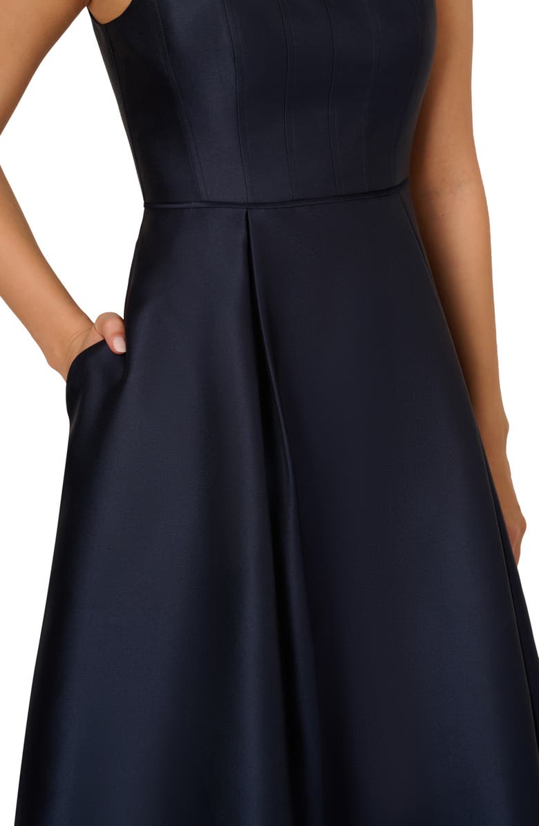 Adrianna Papell Mikado A-Line Cocktail Dress, Alternate, color, Midnight