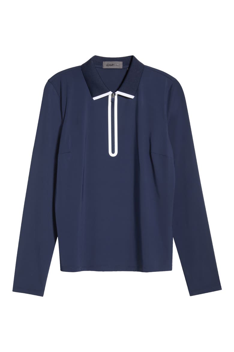 Silky Tech Nylon Long Sleeve Golf Polo, Alternate, color, TWILIGHT